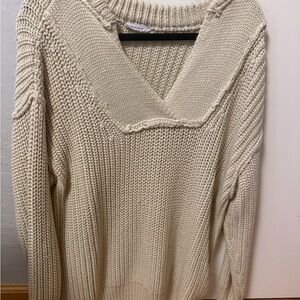Sage Women's V-Neck Cream Sweater